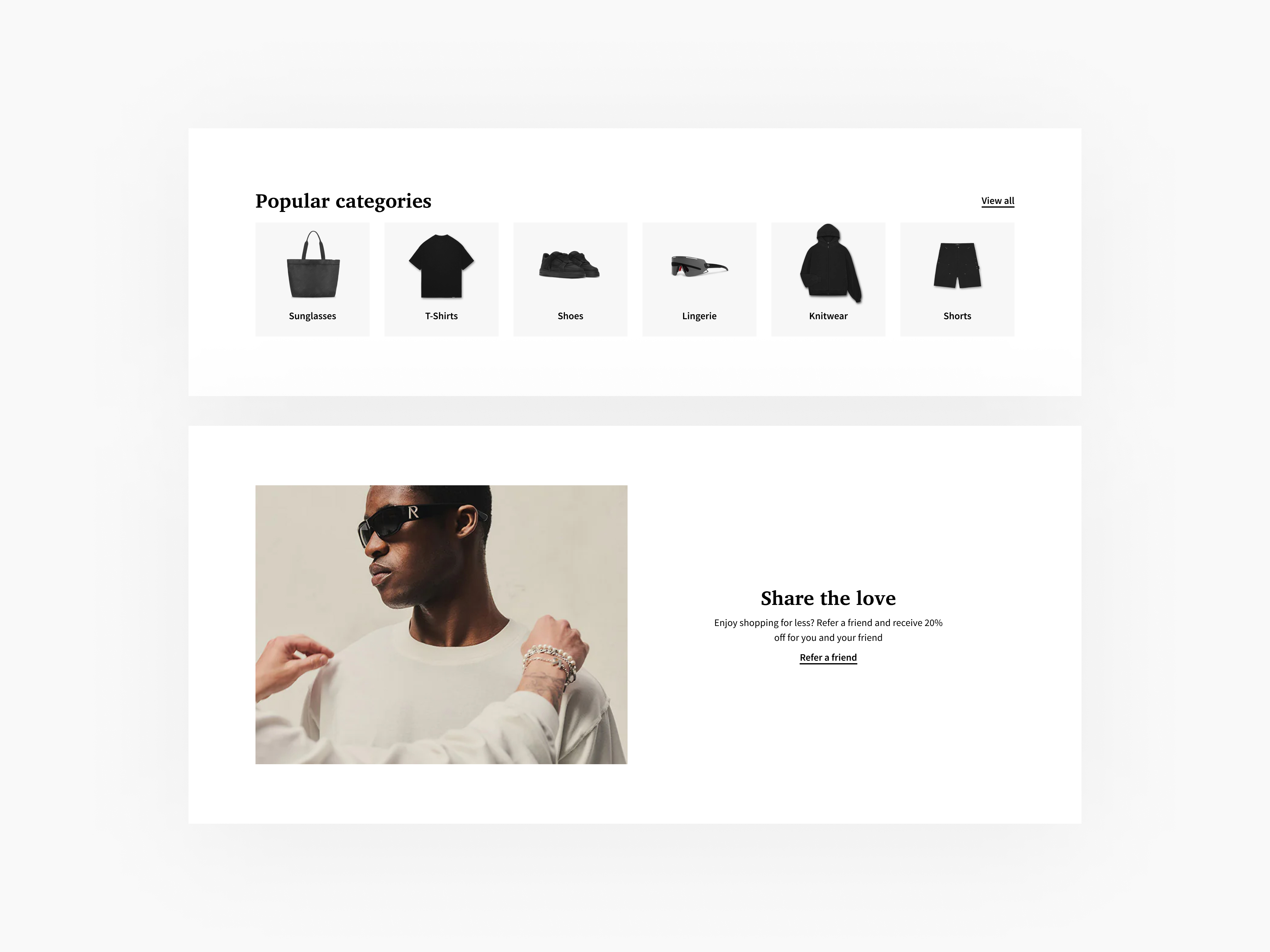 Otrium homepage components assembled from smaller UI elements