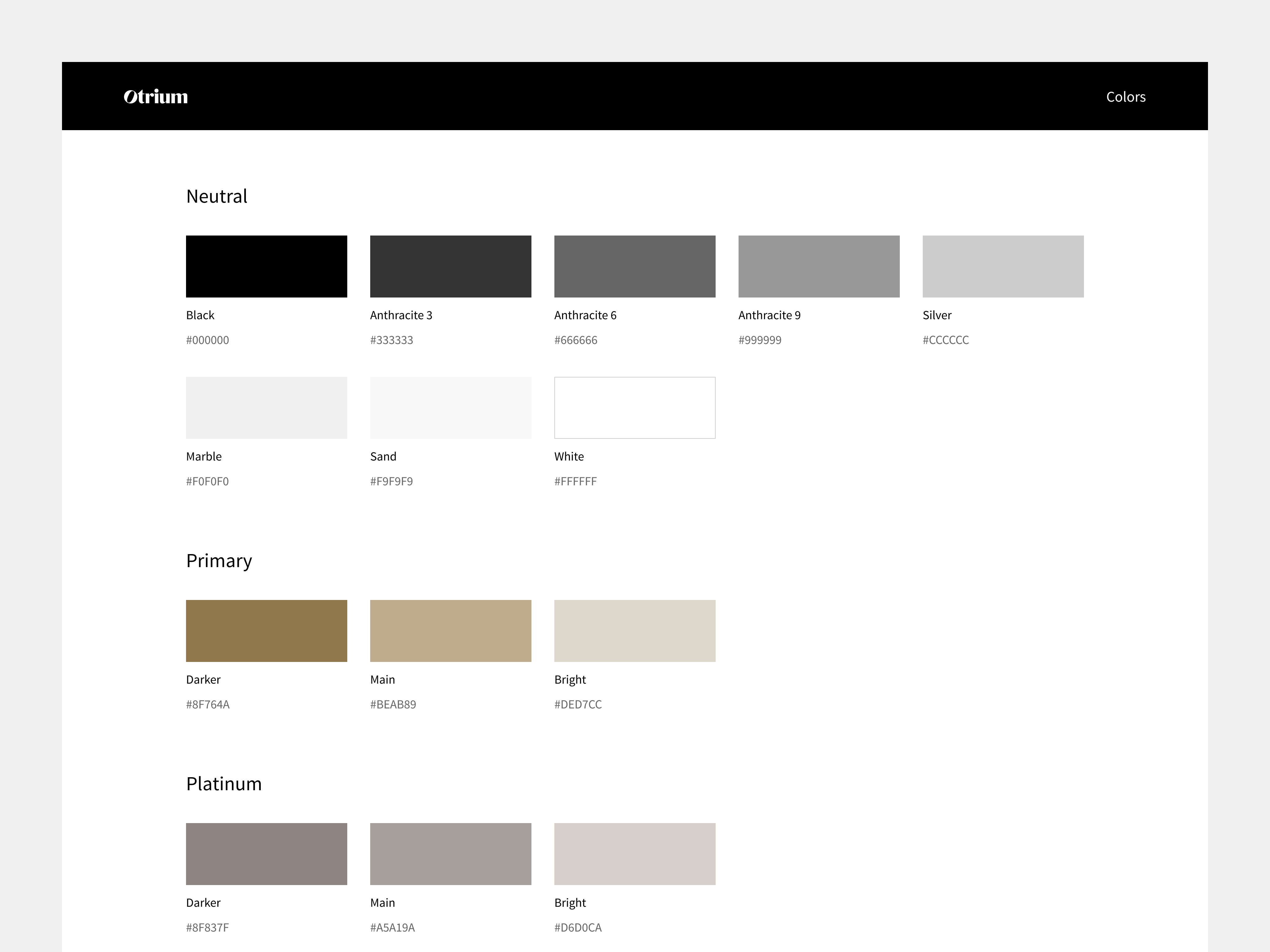 Otrium design-system colour palette